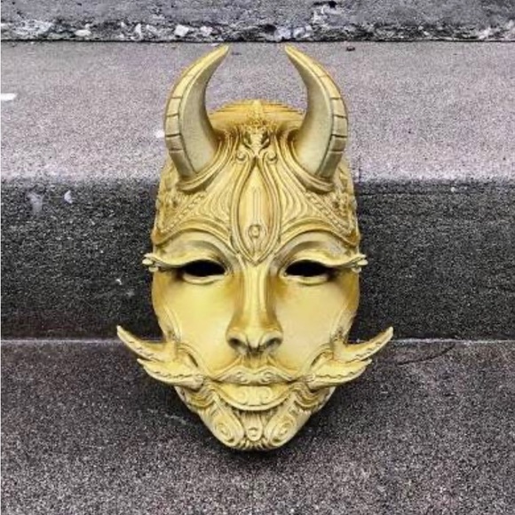 Baby Hannya Masks~ Horned Demon Oni Gargoyle Horror Medieval Theatre Oddity Stud - Picture 4 of 16